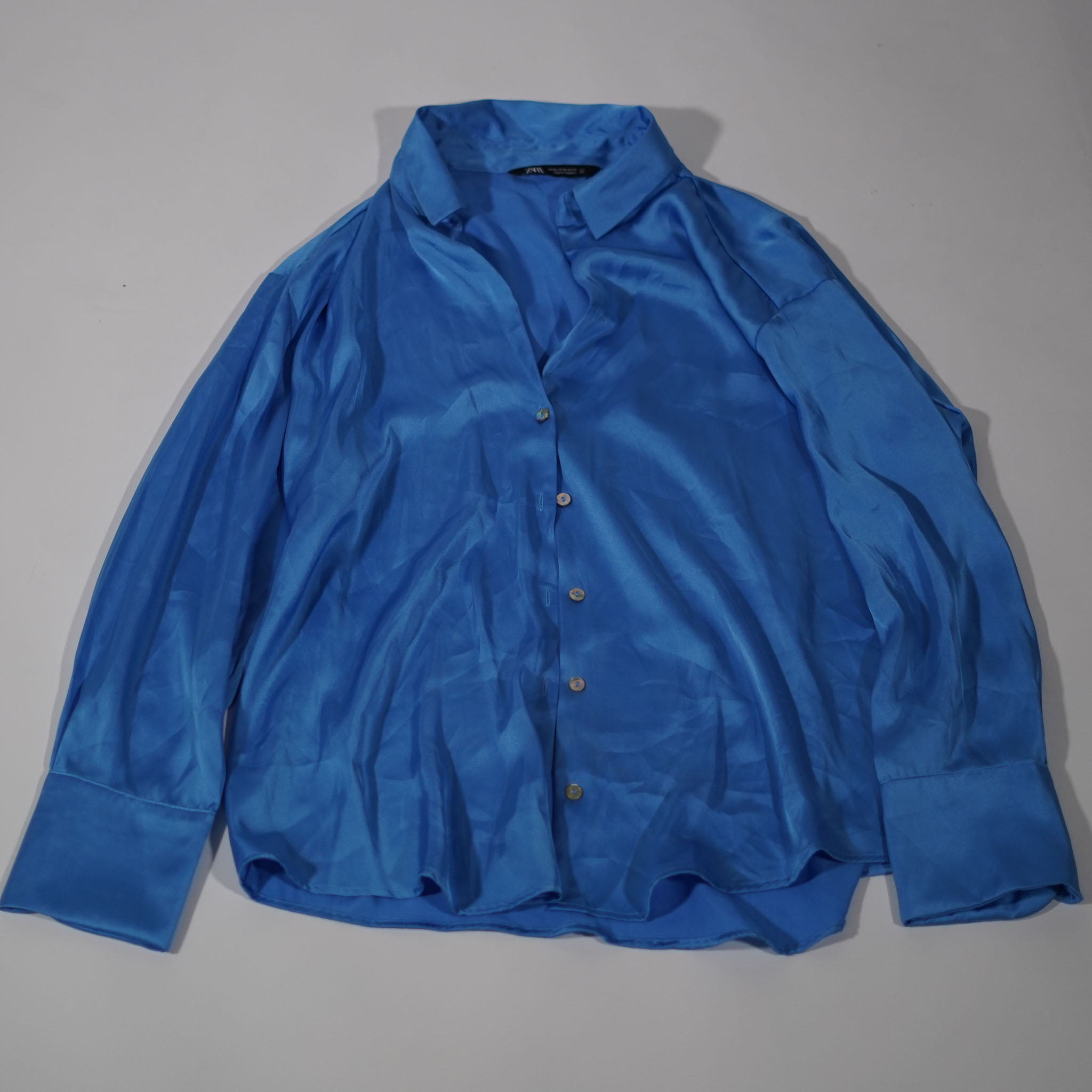 silk blue zara shirt